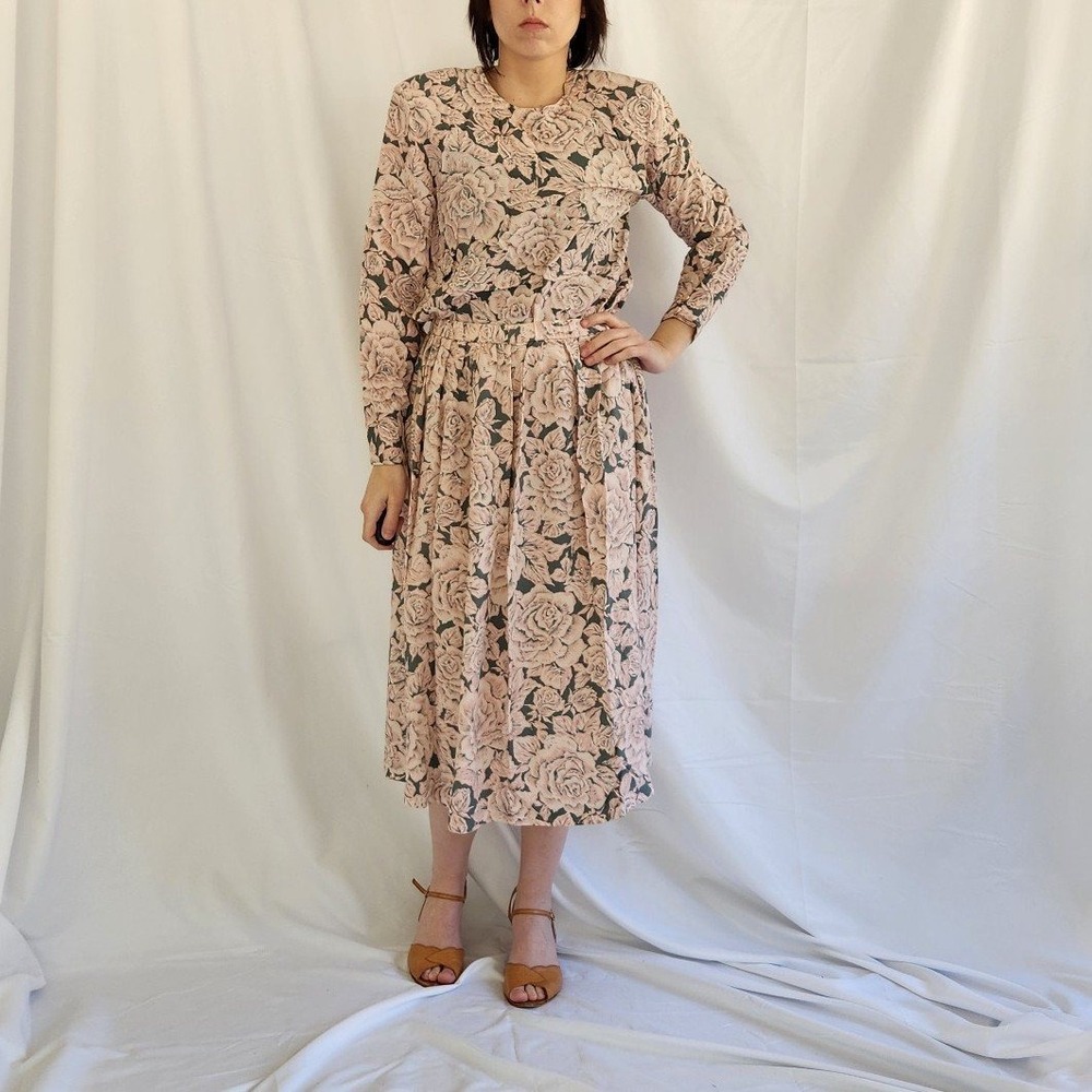 80s/90s‎ Rose Print Skirt Set